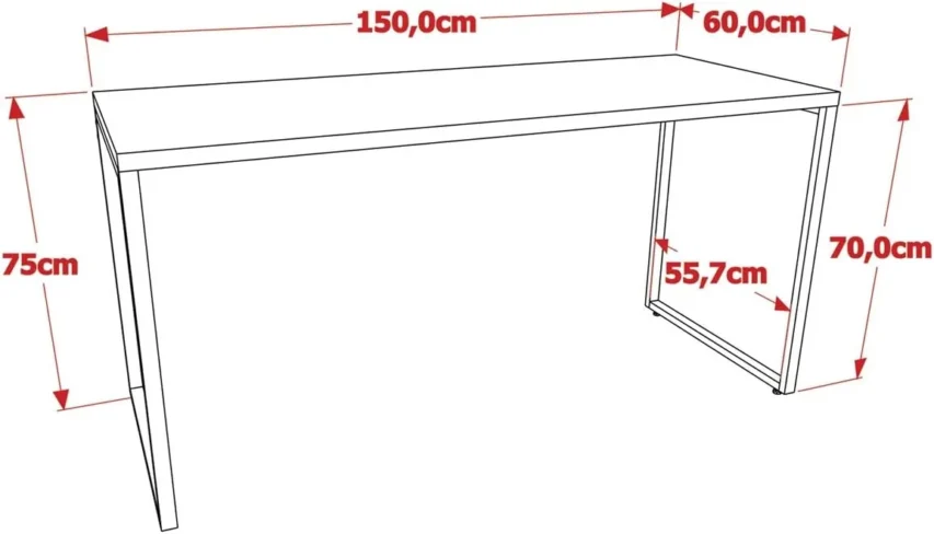 Mesa Para Escritório Office Estilo Industrial 1,50m Kuadra, Compace Medidas