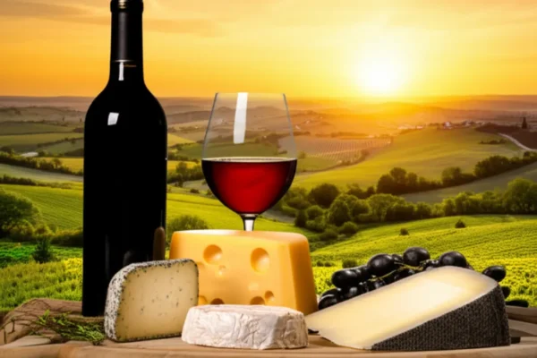 Garrafa vinho italiano toscana sunset