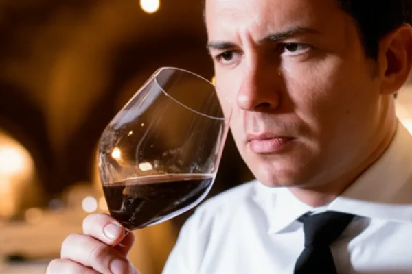 Sommelier analisando vinho estragado