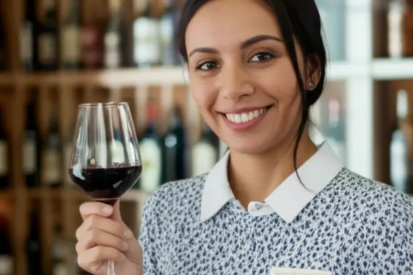 Sommelier sorrindo adega