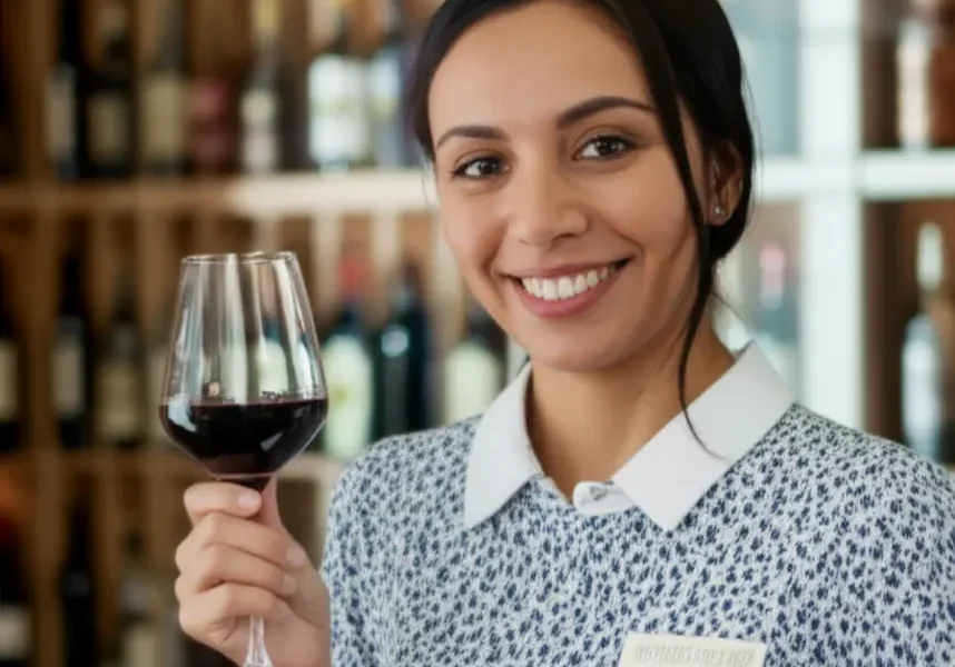Sommelier sorrindo adega