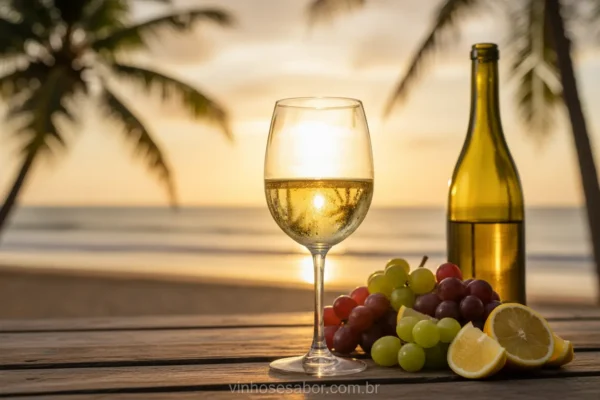 Vinho verao praia por do sol