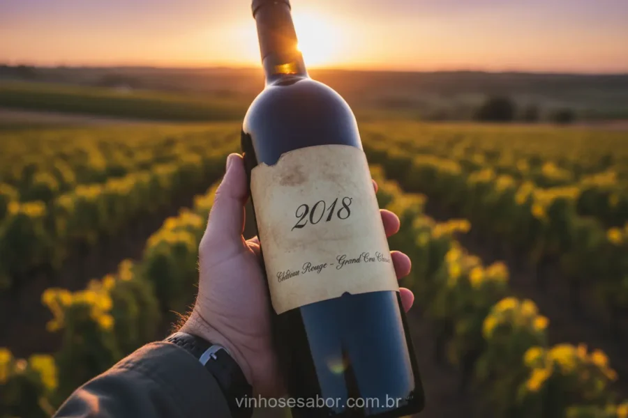 Vinho rotulo safra closeup