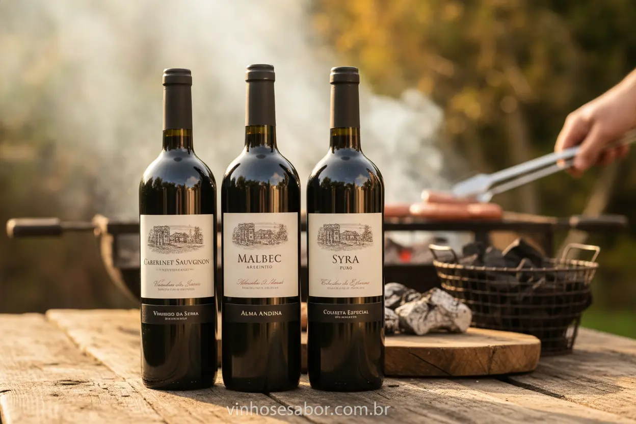 Vinhos Tintos para Grelha Garrafas de vinhos tintos para churrasco
