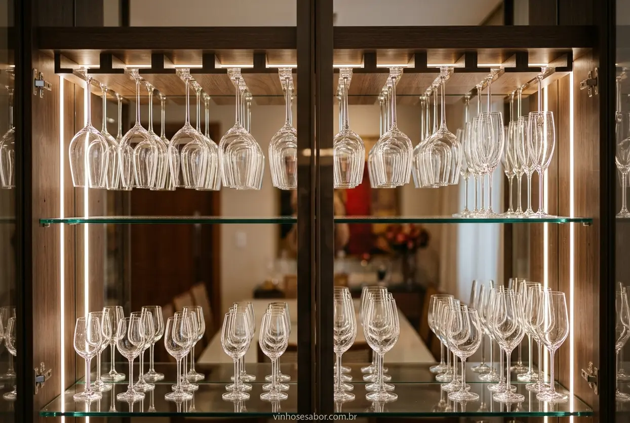 Armazenamento de Taças de Cristal Como limpar taças de cristal corretamente e armazená-las.